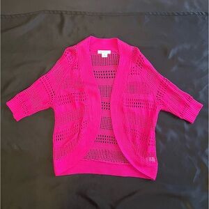 Liz Claiborne Open-Knit Hot Pink Cardigan Size M Medium